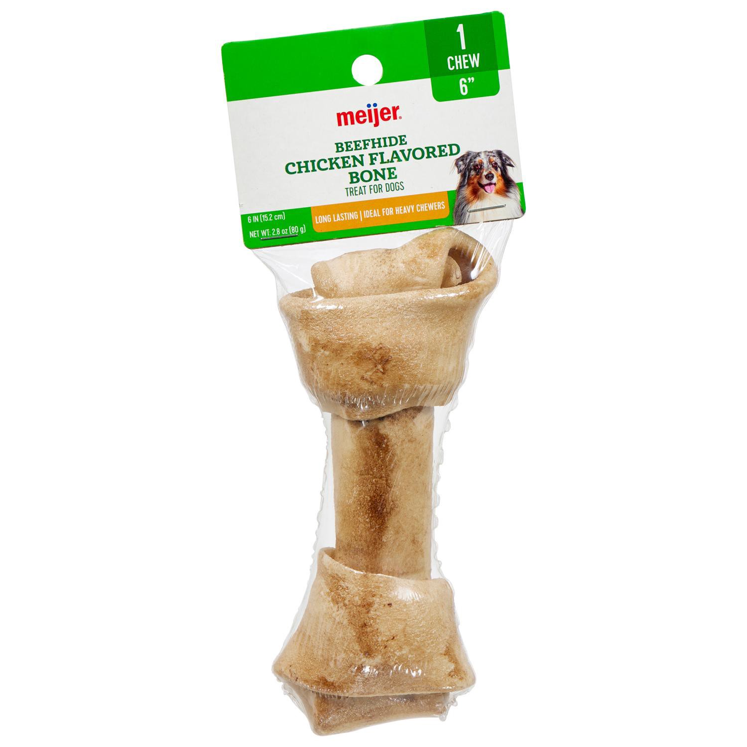 slide 1 of 3, Meijer 6" Chicken Flavored Beefhide Bone Dog Chew, 1 Ct, 1 ct