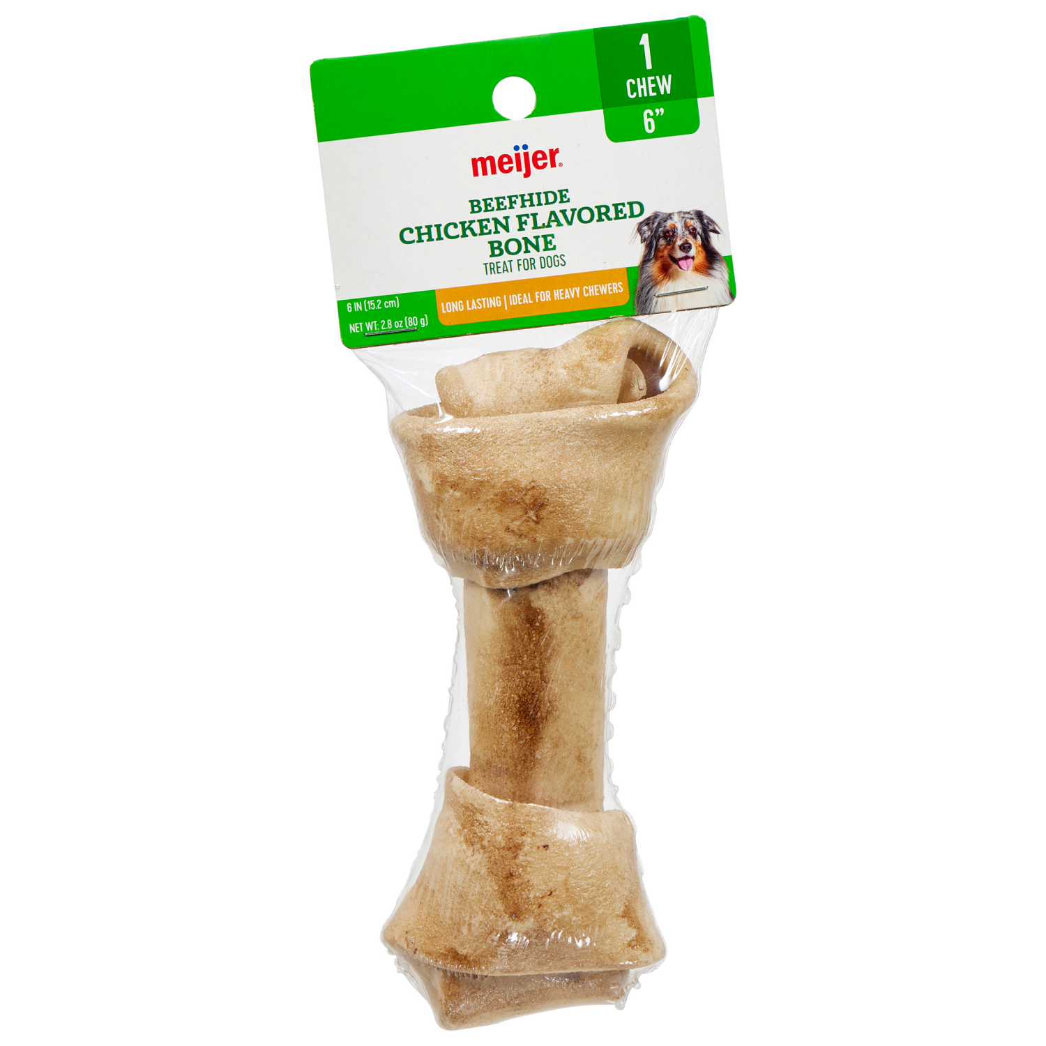 slide 1 of 3, Meijer Main Choice 6" Chicken Flavored Beefhide Bone, 1 ct, 1 ct