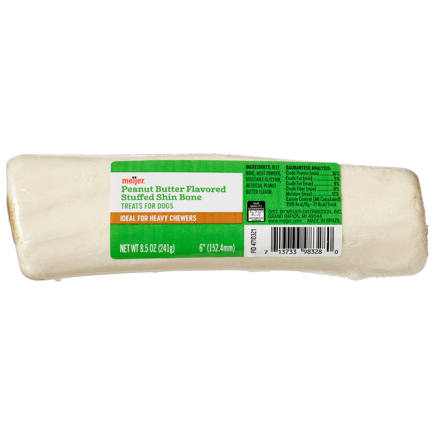 slide 1 of 4, Artificial Peanut Butter Flavor Stuffed Shin Bone, 6 Inch, 8.5 Oz, 8.5 oz