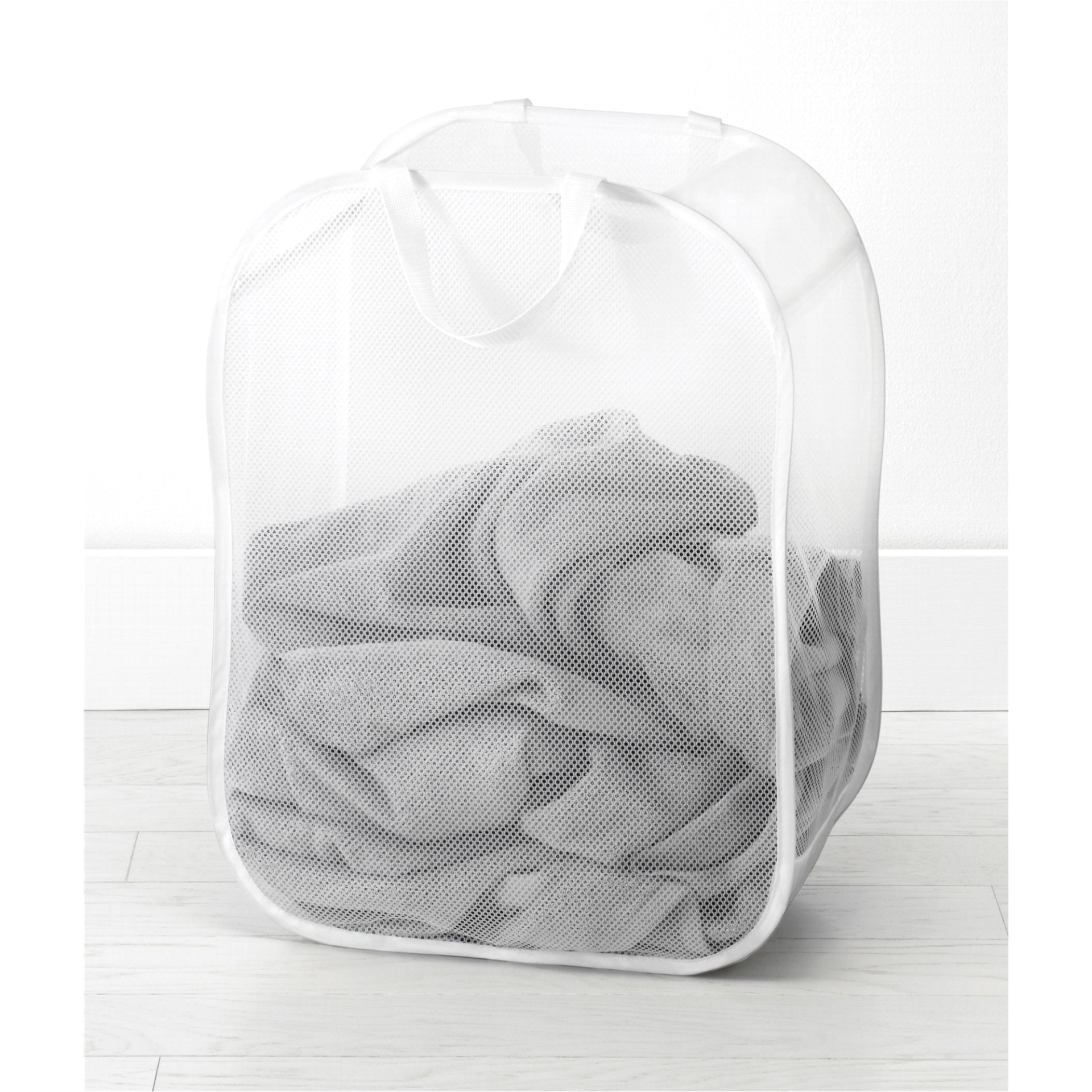 slide 1 of 1, R&R Pop & Fold Laundry Bag, White, 1 ct