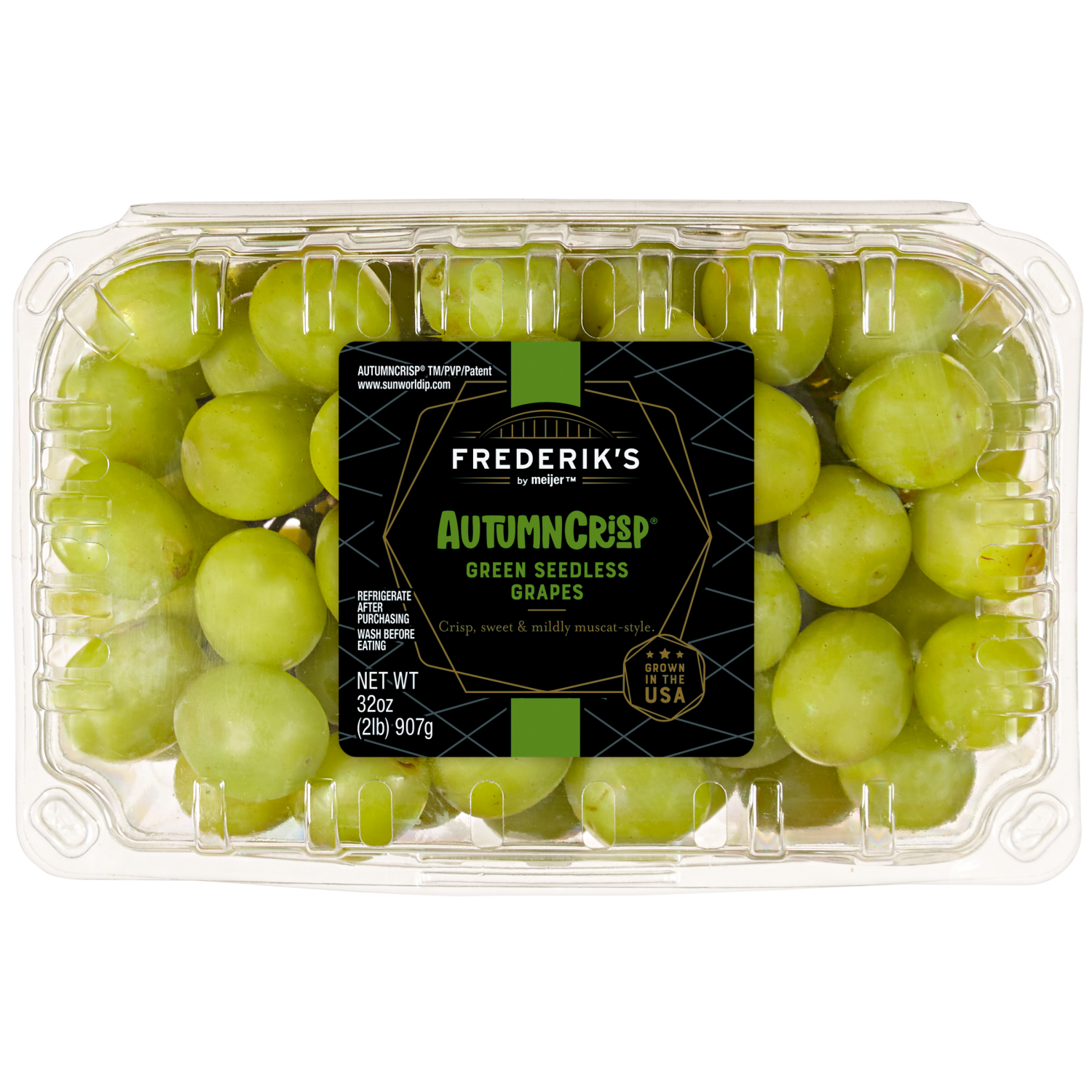 slide 1 of 6, FREDERIKS BY MEIJER Frederik's by Meijer Autumncrisp Green Seedless Grapes, 2 lb pkg, 2 lb