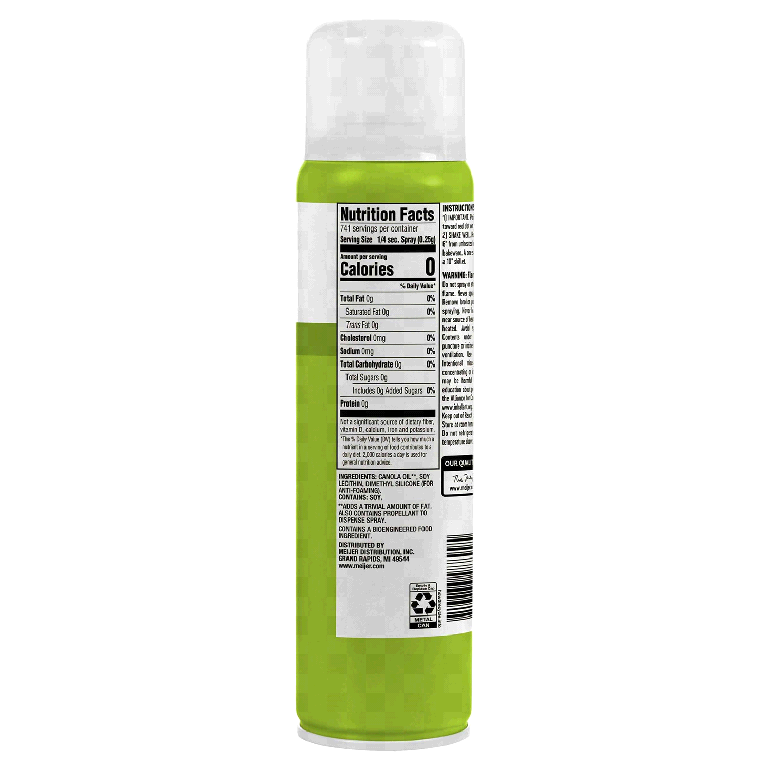 slide 3 of 3, Meijer Canola Nonstick Cooking Spray, 8 oz