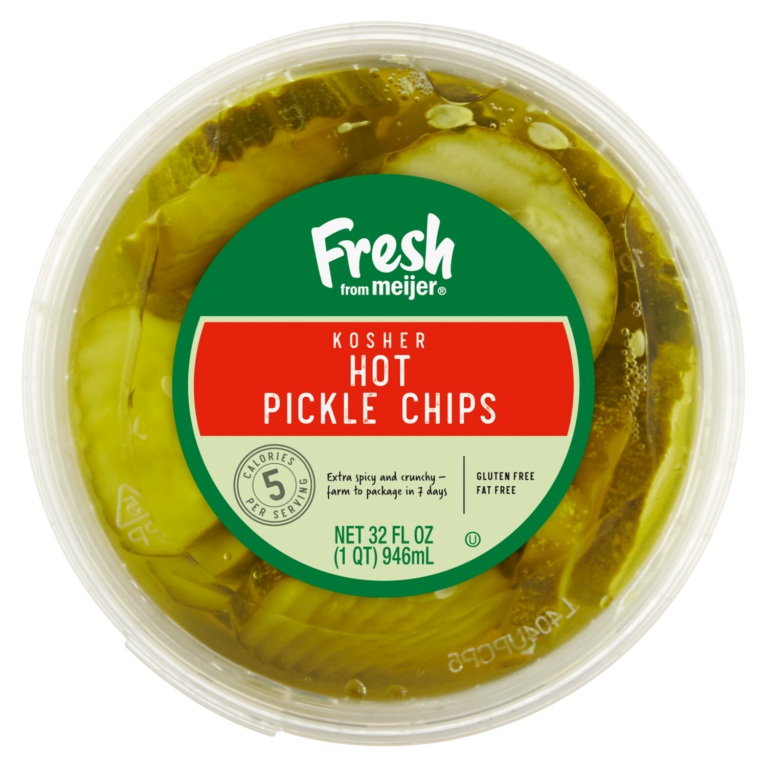 slide 4 of 4, Fresh from Meijer Kosher Hot Pickle Chips, 32 oz, 32 oz