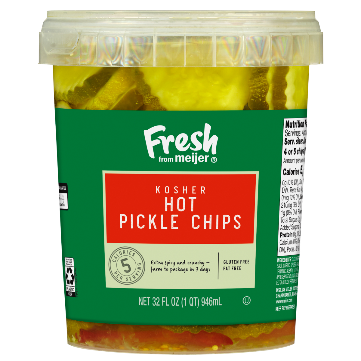 slide 1 of 13, Fresh from Meijer Kosher Hot Pickle Chips, 32 oz, 32 oz