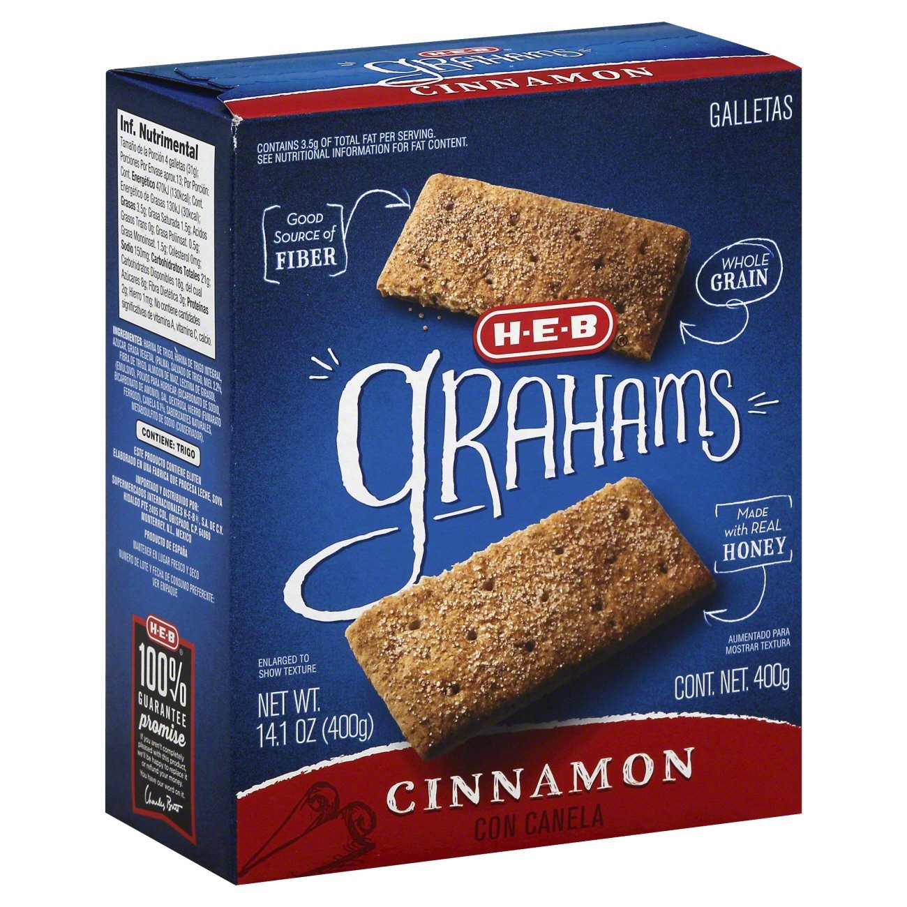 slide 1 of 1, H-E-B Cinnamon Graham Crackers, 14.1 oz