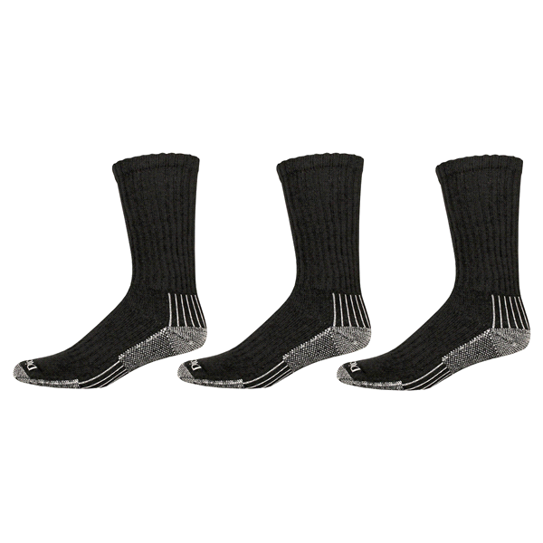 slide 1 of 1, Dickies Industrial Strength Heavyweight Cushion Crew Black Work Socks, Size 6-12, 3 pair