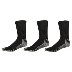 Dickies Industrial Strength Heavyweight Cushion Crew Black Work Socks, Size 6-12