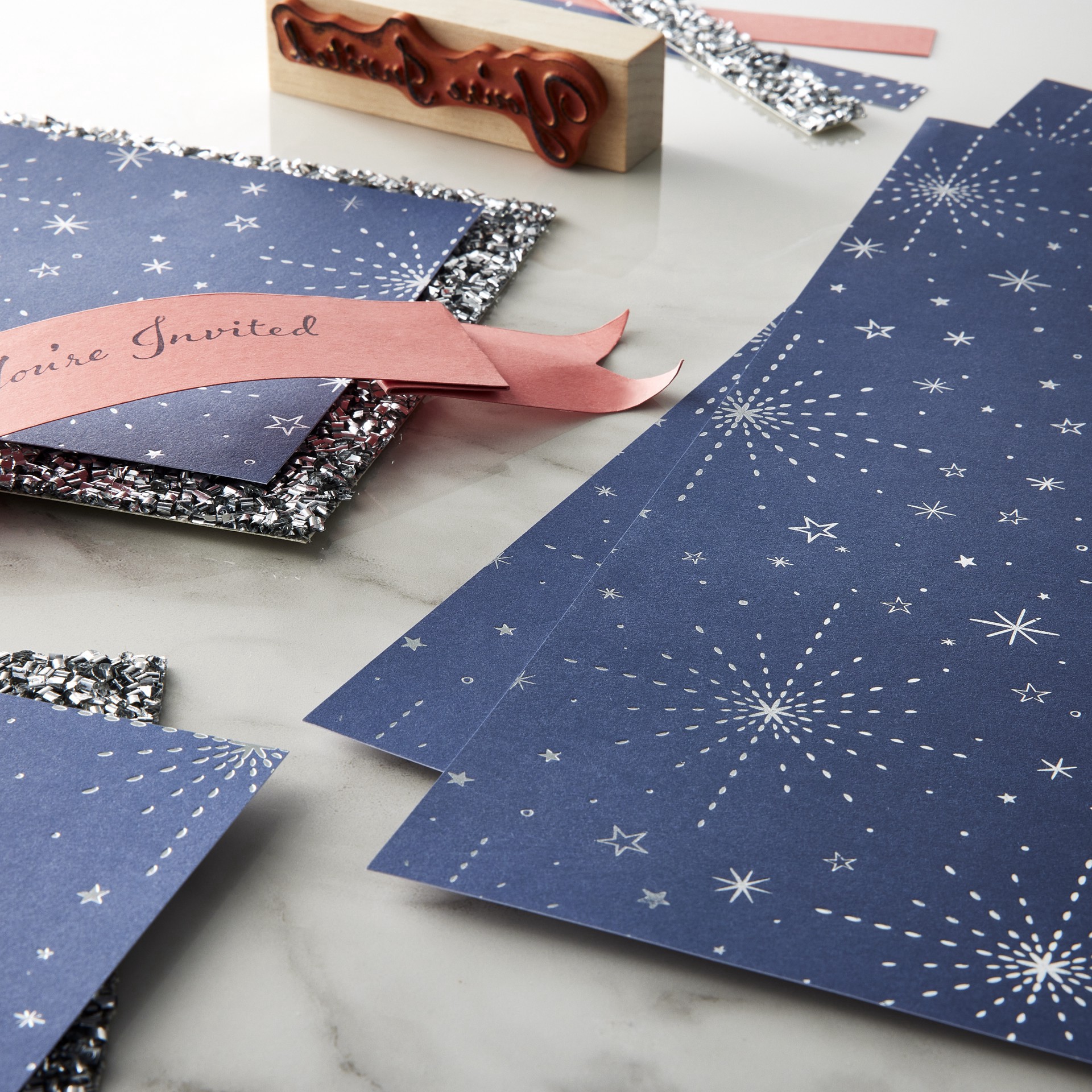 slide 2 of 3, Navy & Silver Star Cardstock Paper By Recollections, 12" X 12", 12 in x 12 in