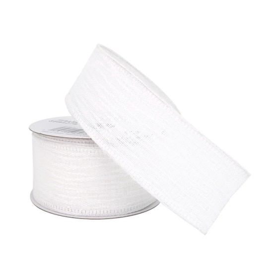 slide 1 of 4, 1.5" X 3yd. White Wired Ribbon By Celebrate It Classic, 1.5 in x 3 yd