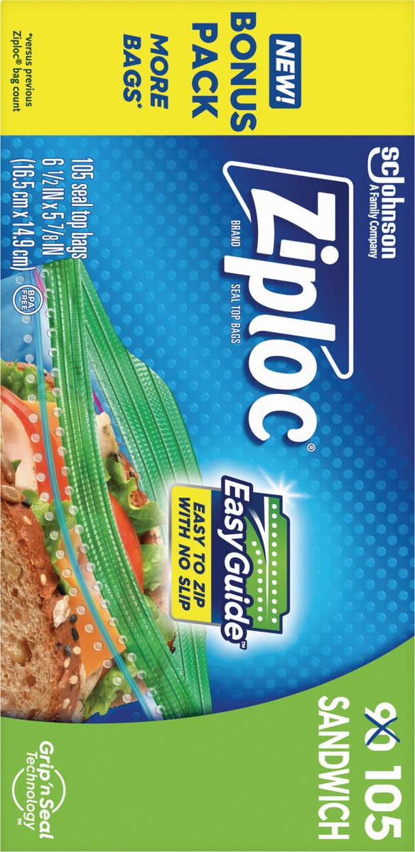 slide 7 of 12, Ziploc Sandwich Bags with EasyGuide™ 105 Count, 105 ct