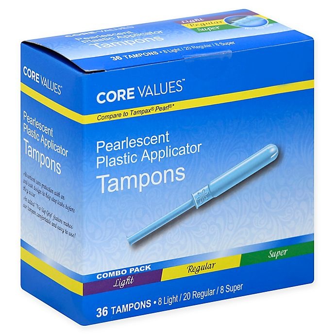 slide 1 of 4, Core Values Pearlescent Combo Pack Unscented Tampons, 36 ct