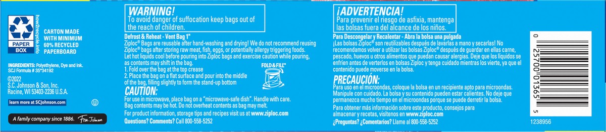 slide 11 of 12, Ziploc Brand Freezer Bags with New Stay Open Design, Gallon, 14, Patented Stand-up Bottom, Easy to Fill Freezer Bag, Unloc a Free Set of Hands in the Kitchen, Microwave Safe, BPA Free, 16 ct