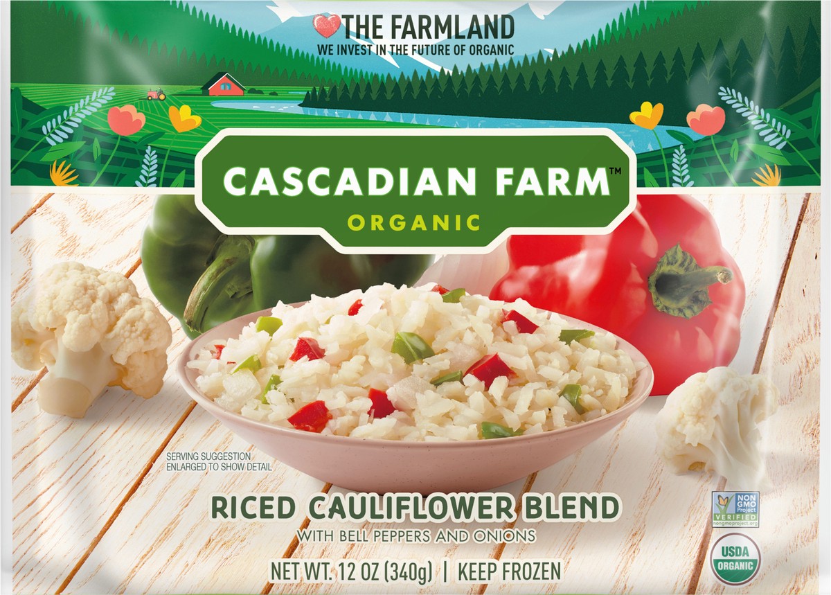 slide 9 of 9, Cascadian Farm Organic Cauliflower Blend, Bell Peppers & Onions, Non-GMO, 12 oz, 12 oz