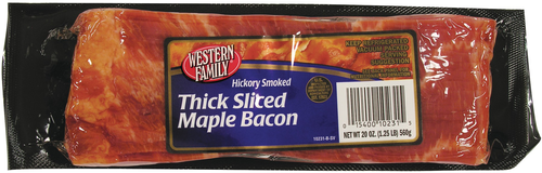 slide 1 of 1, Western Family Thick Maple Bacon, 20 oz