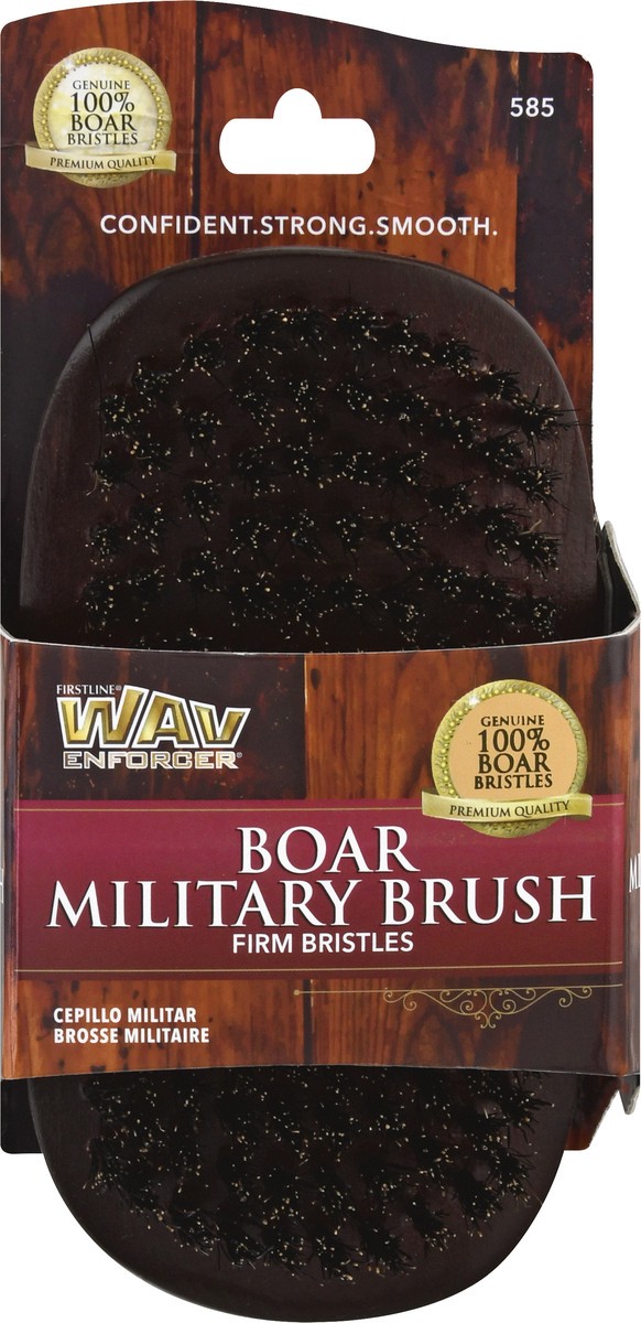 slide 1 of 9, WavEnforcer Boar Firm Bristles Military Brush 1 ea, 1 ct