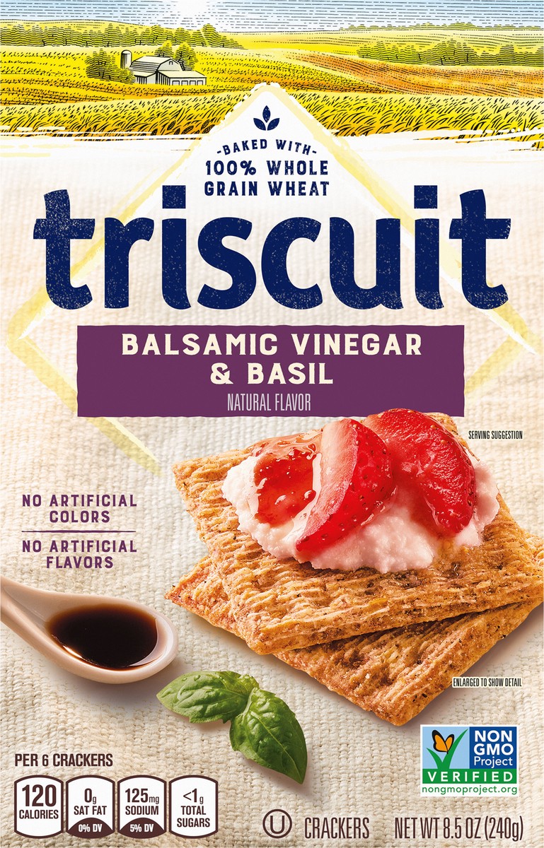 slide 6 of 9, Triscuit Balsamic Vinegar & Basil Whole Grain Wheat Crackers, 8.5 oz, 8.5 oz