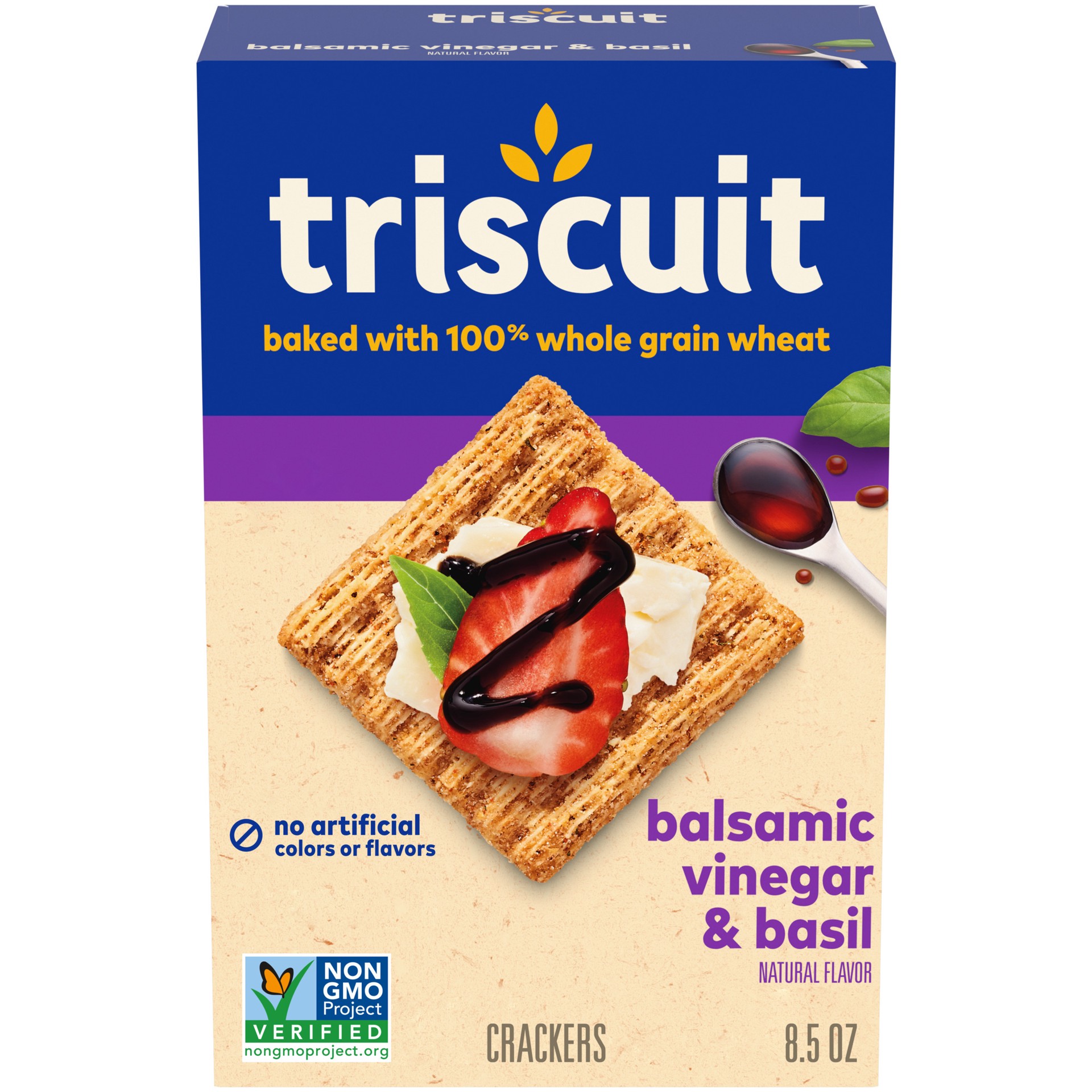 slide 1 of 9, Triscuit Balsamic Vinegar & Basil Whole Grain Wheat Crackers, 8.5 oz, 8.5 oz