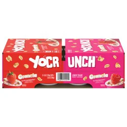 YoCrunch Strawberry Low Fat Yogurt with Granola and Raspberry Low Fat Yogurt with Granola Variety Pack, 8 Ct, 6 OZ Yogurt Cups