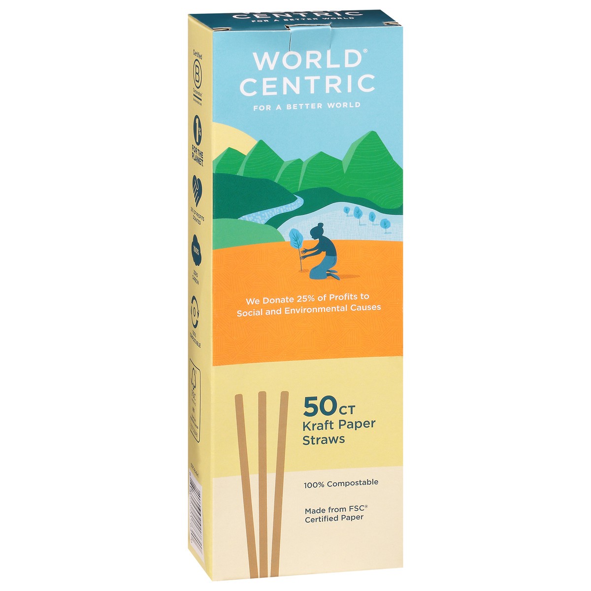 slide 4 of 9, World Centric Kraft Paper Straws 50 count Box, 50 ct