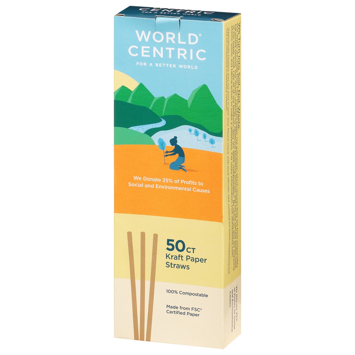 slide 5 of 9, World Centric Kraft Paper Straws 50 count Box, 50 ct