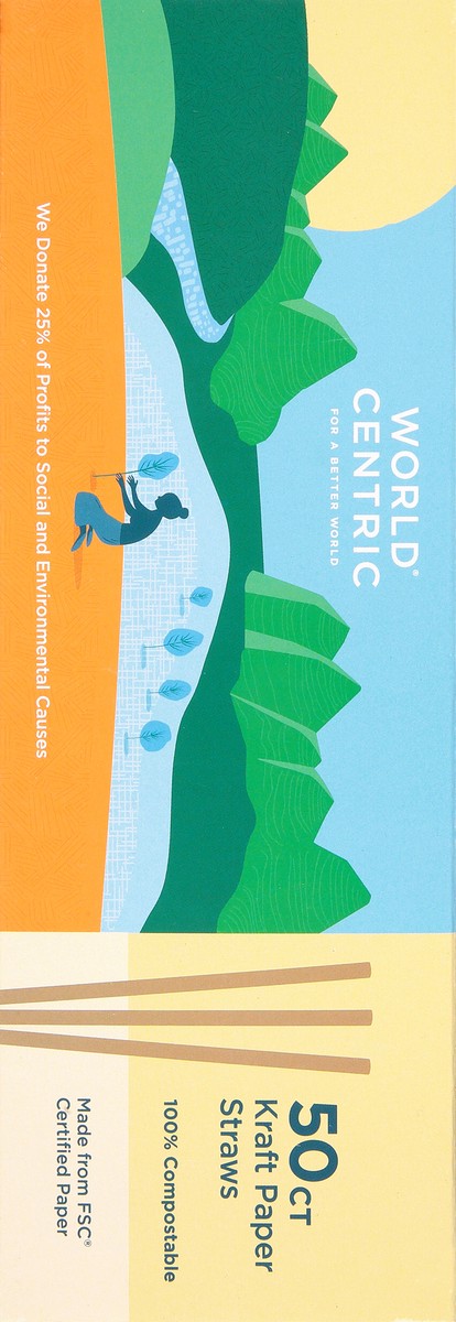 slide 8 of 9, World Centric Kraft Paper Straws 50 count Box, 50 ct