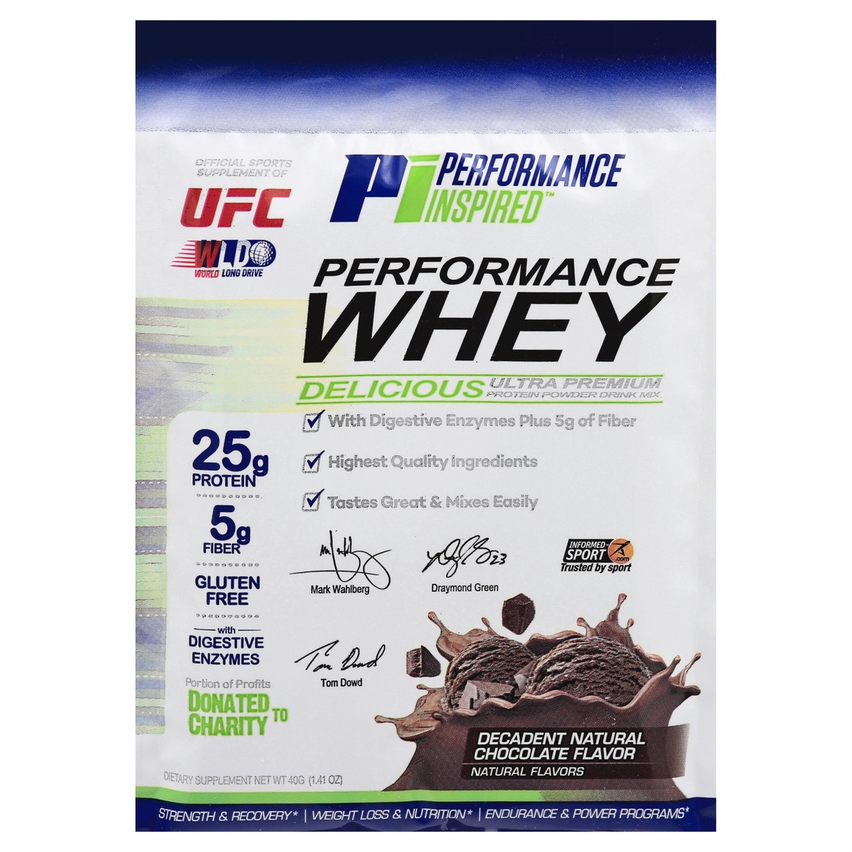 slide 1 of 1, Performance Inspired Nutrition Whey, Performance, Decadent Natural Chocolate Flavor, 1.41 oz