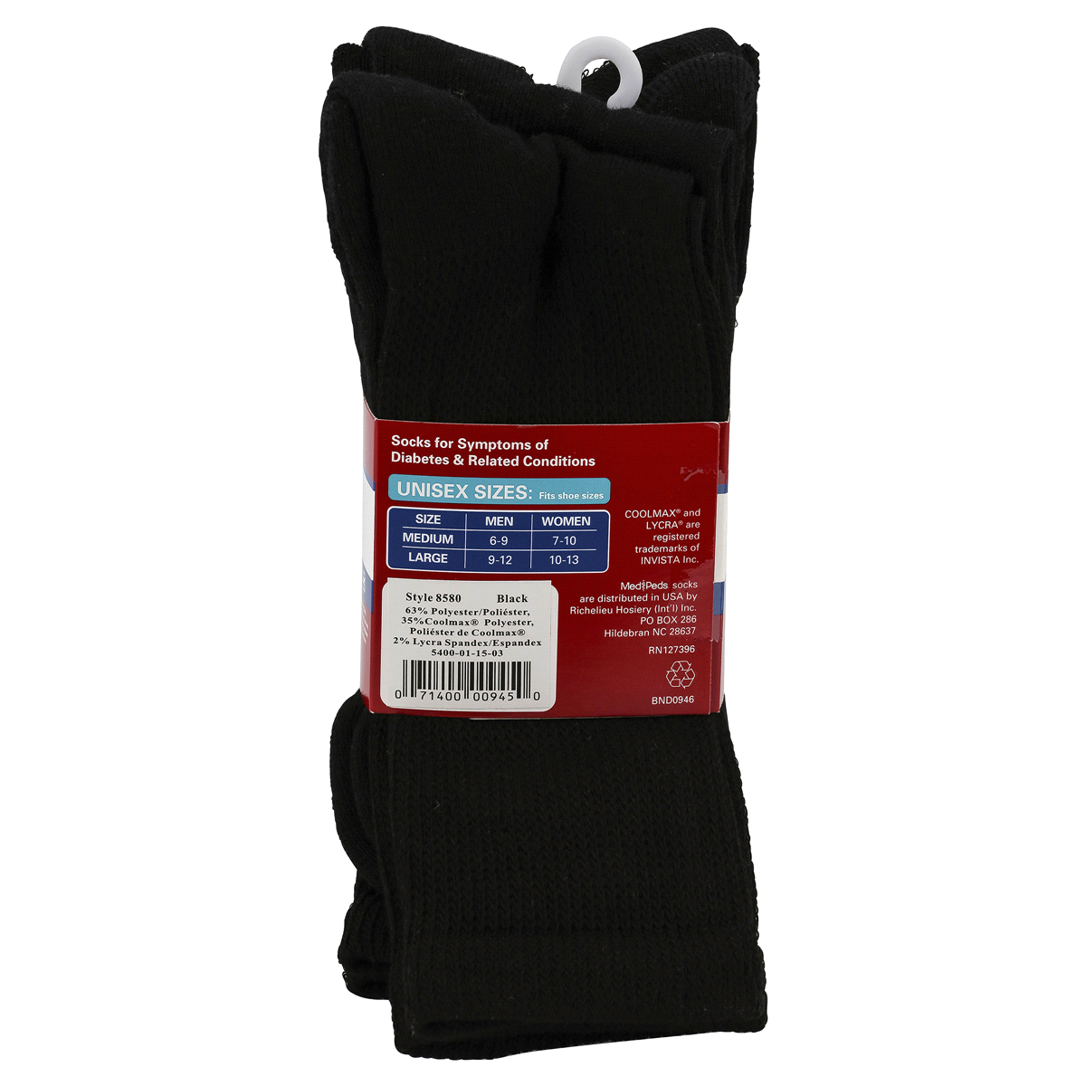 slide 3 of 4, MediPeds Large Crew Socks, 4 ct