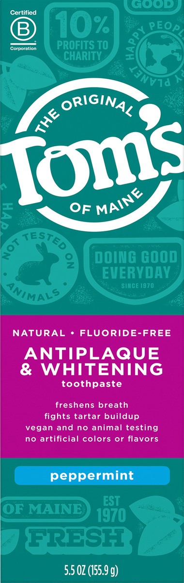 slide 2 of 3, Tom's of Maine Antiplaque & Whitening Fluoride-Free Peppermint Toothpaste, 5.5 oz, 5.5 oz