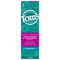 Tom's of Maine Antiplaque & Whitening Fluoride-Free Peppermint Toothpaste, 5.5 oz