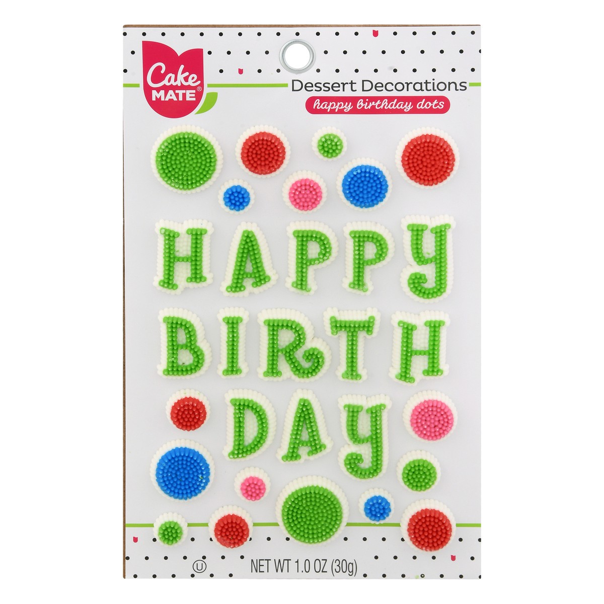 slide 1 of 9, Cake Mate Happy Birthday Dots Dessert Decorations 1 oz, 1 oz