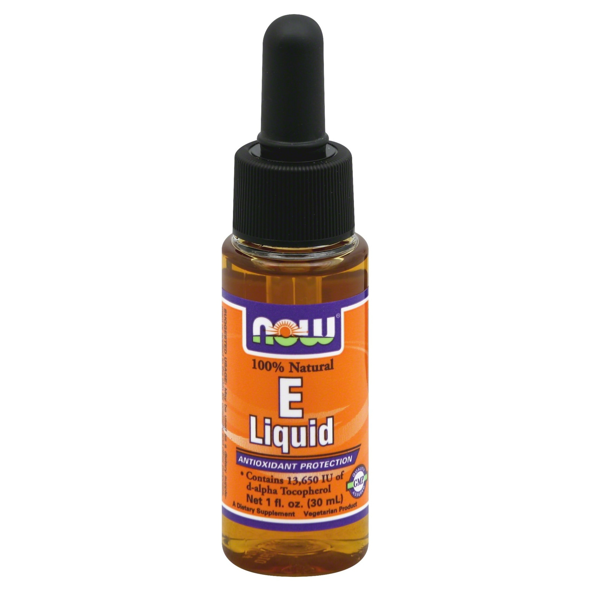 slide 1 of 1, NOW 100% Natural E Liquid Antioxidant Protection, 1 fl oz