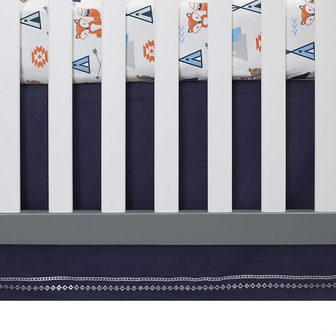 slide 1 of 3, NoJo Aztec Mix And Match Embroidered Crib Skirt - Navy, 1 ct