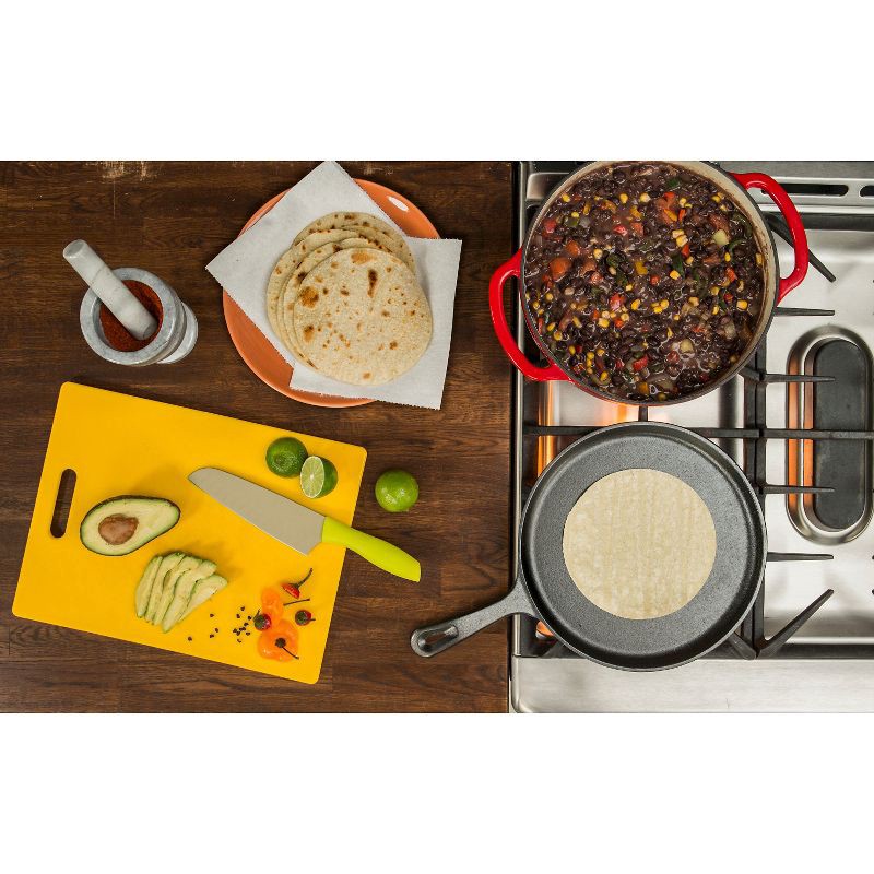 slide 3 of 3, Lodge 10.5" Cast Iron Griddle: Preseasoned Nonstick Crepe Pan, Smooth Surface & Gas Compatible, Hand Wash, Black, 1 ct