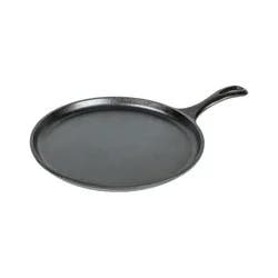 Lodge 10.5" Cast Iron Griddle: Preseasoned Nonstick Crepe Pan, Smooth Surface & Gas Compatible, Hand Wash, Black