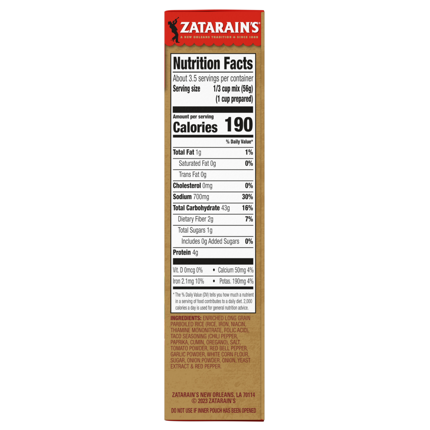 slide 5 of 8, Zatarain's Rice Mix - Taco, 6.9 oz, 6.9 oz