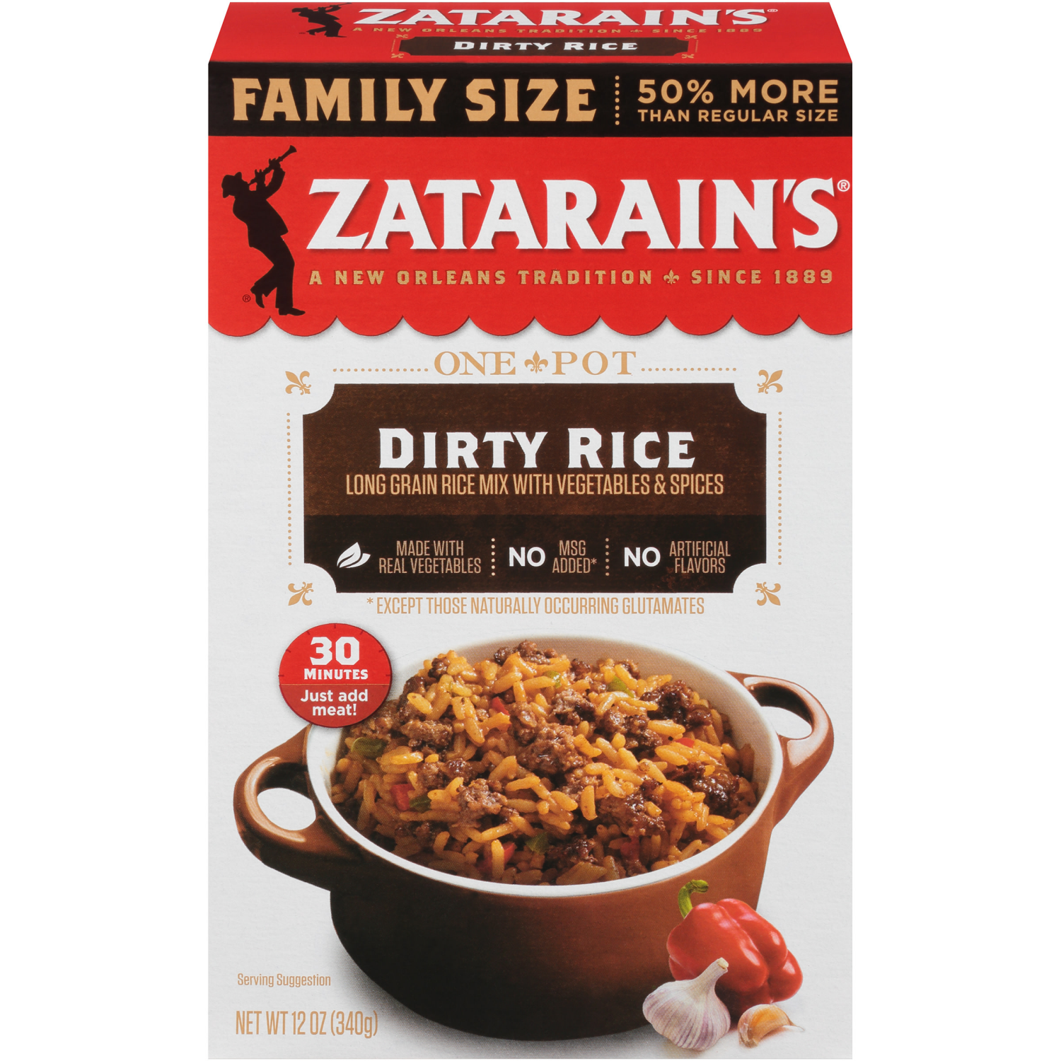 slide 1 of 3, Zatarain's Dirty Rice Mix - Family Size, 12 oz, 12 oz