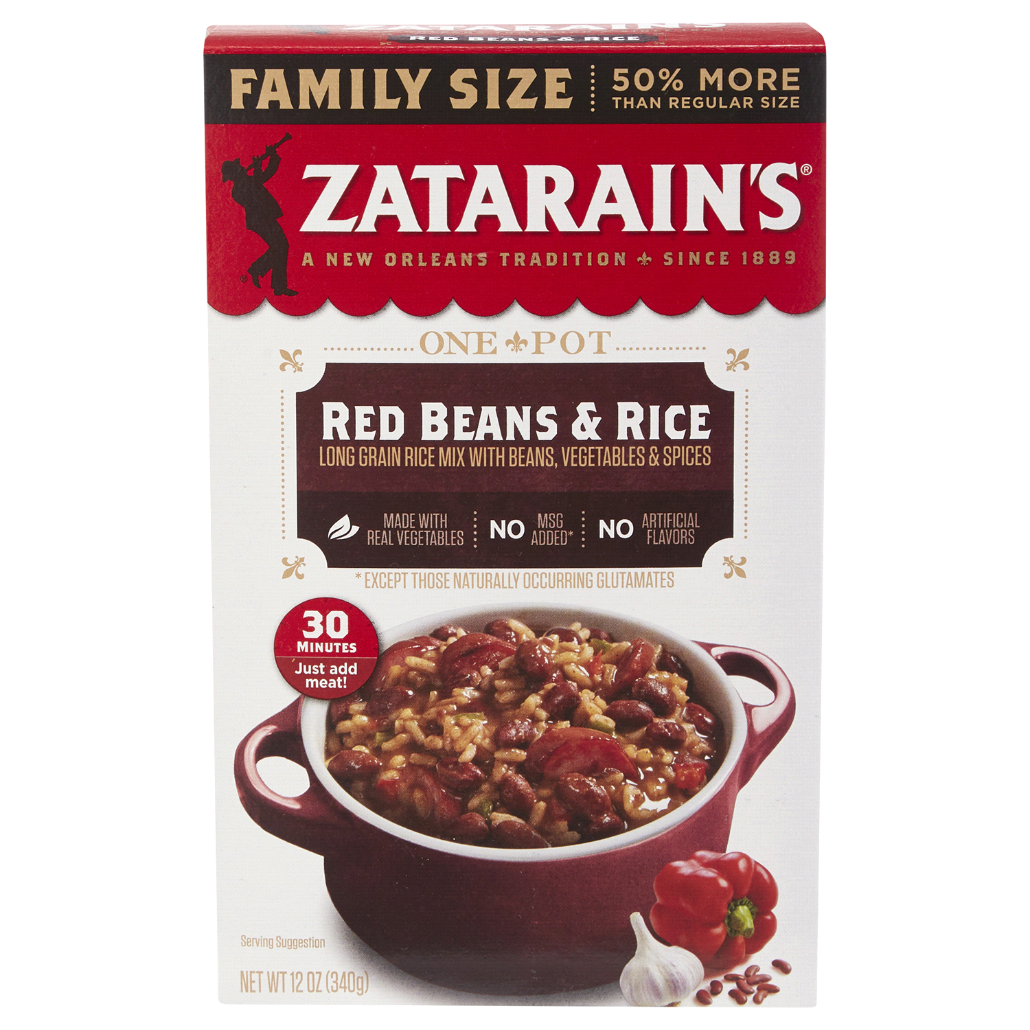 slide 1 of 2, Zatarain's Red Beans & Rice - Family Size, 12 oz, 12 oz