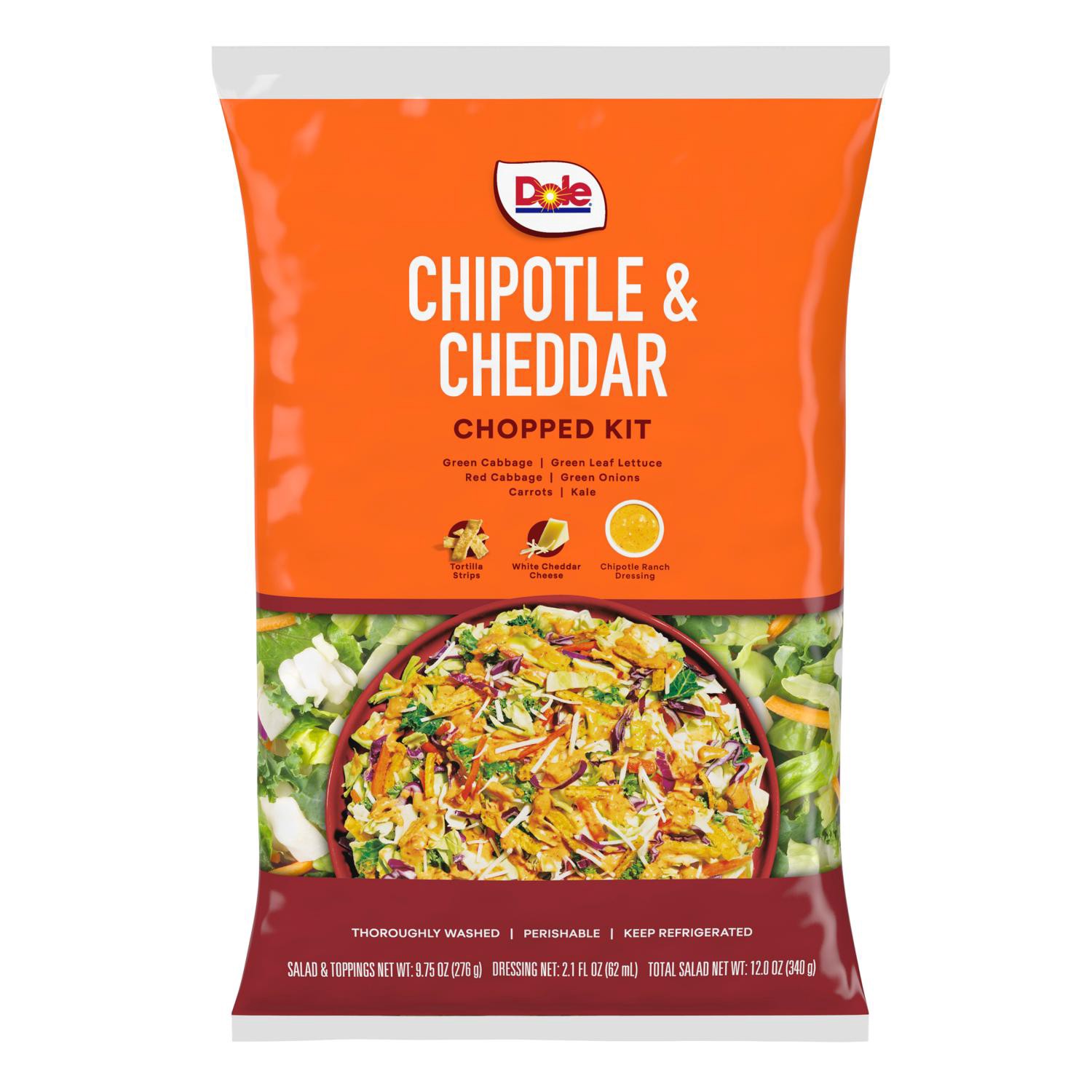 slide 1 of 7, Dole Chopped Chipotle & Cheddar Salad Kit, 12 Oz, 12 oz