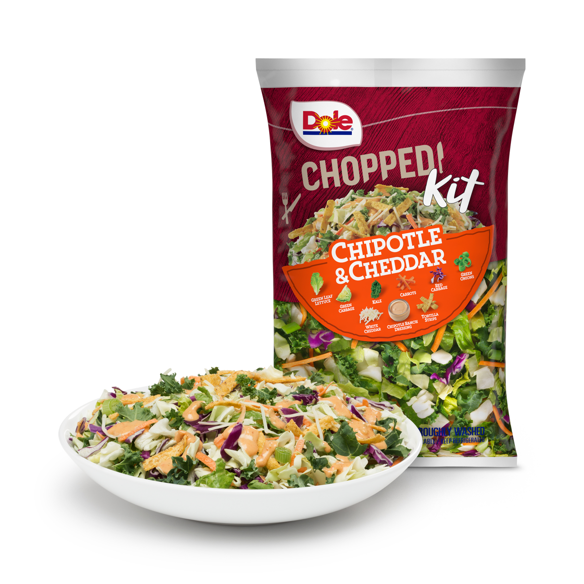 slide 1 of 29, Dole Chopped Chipotle & Cheddar Salad Kit, 12 oz, 12 oz