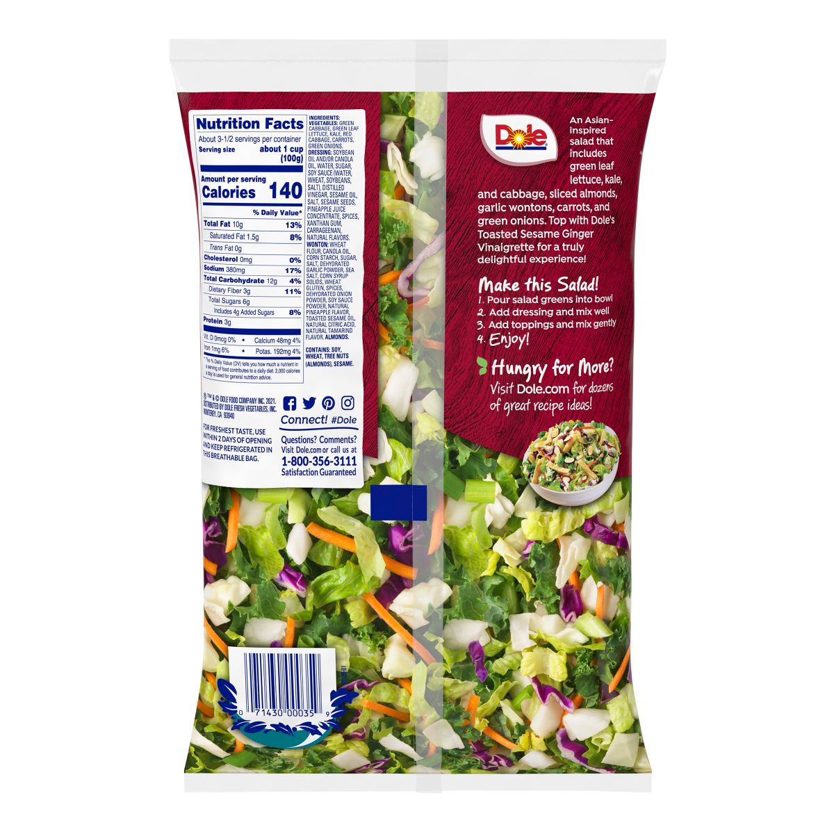 slide 21 of 29, Dole Salad Chopped Kit, Sesame Asian, 12.25 oz, 12.25 oz