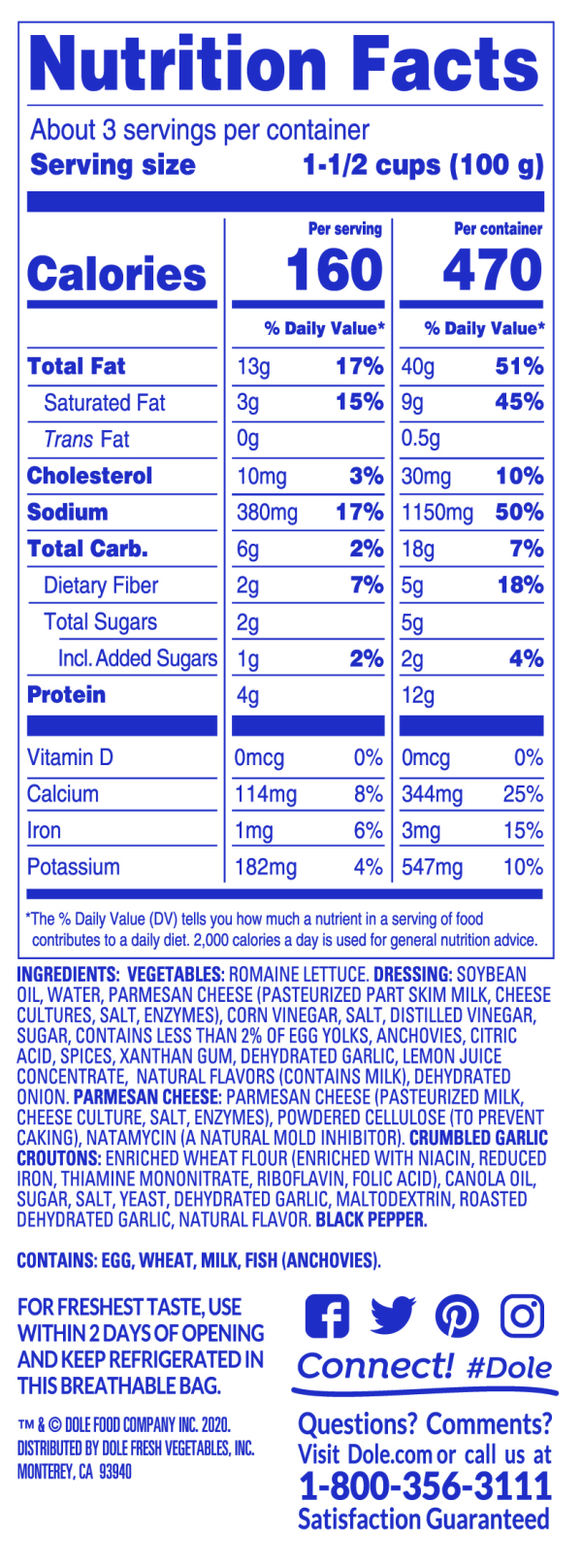 slide 14 of 29, Dole Salad Chopped Kit, Caesar, 10.6 oz, 10.6 oz