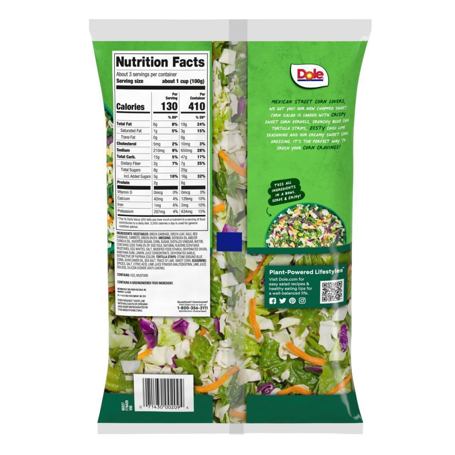 slide 2 of 2, Dole Sweet Corn Chopped Kit 10.8 oz, 1 ct