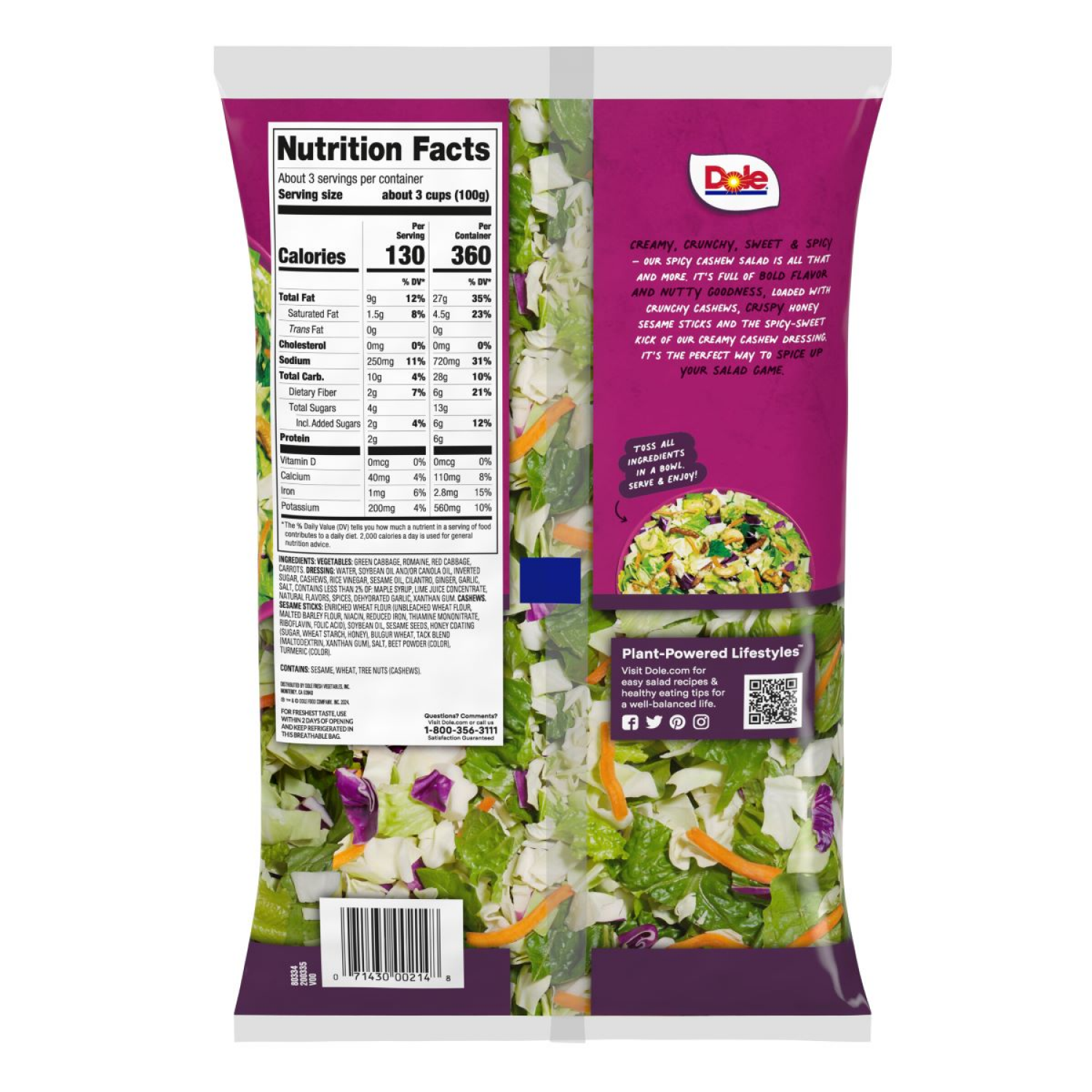 slide 2 of 2, Dole Salads Cv Spicy Cashew, 10 oz