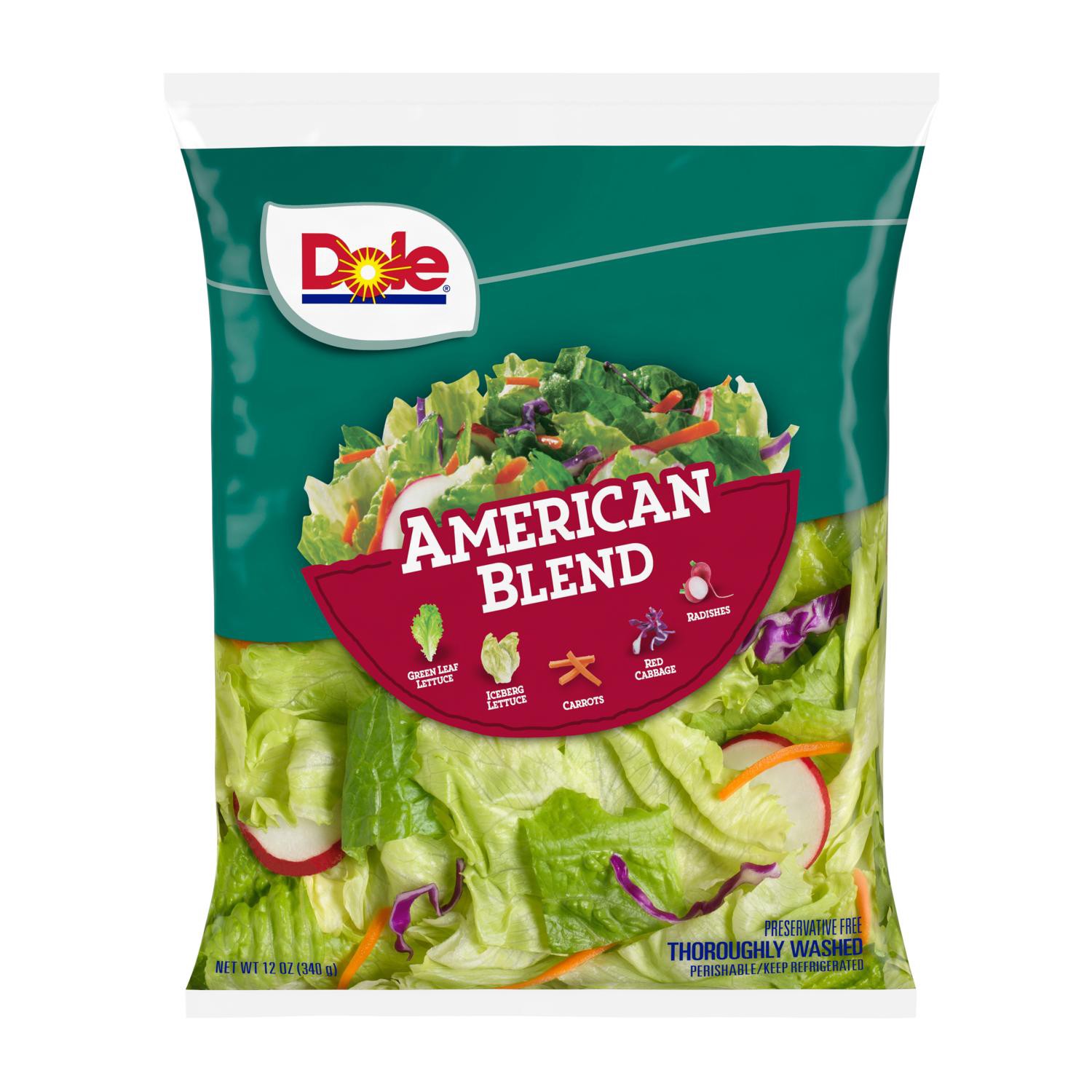 slide 1 of 4, Dole Salad American Blend With Iceberg And Romaine Lettuce, 12 Oz, 12 oz