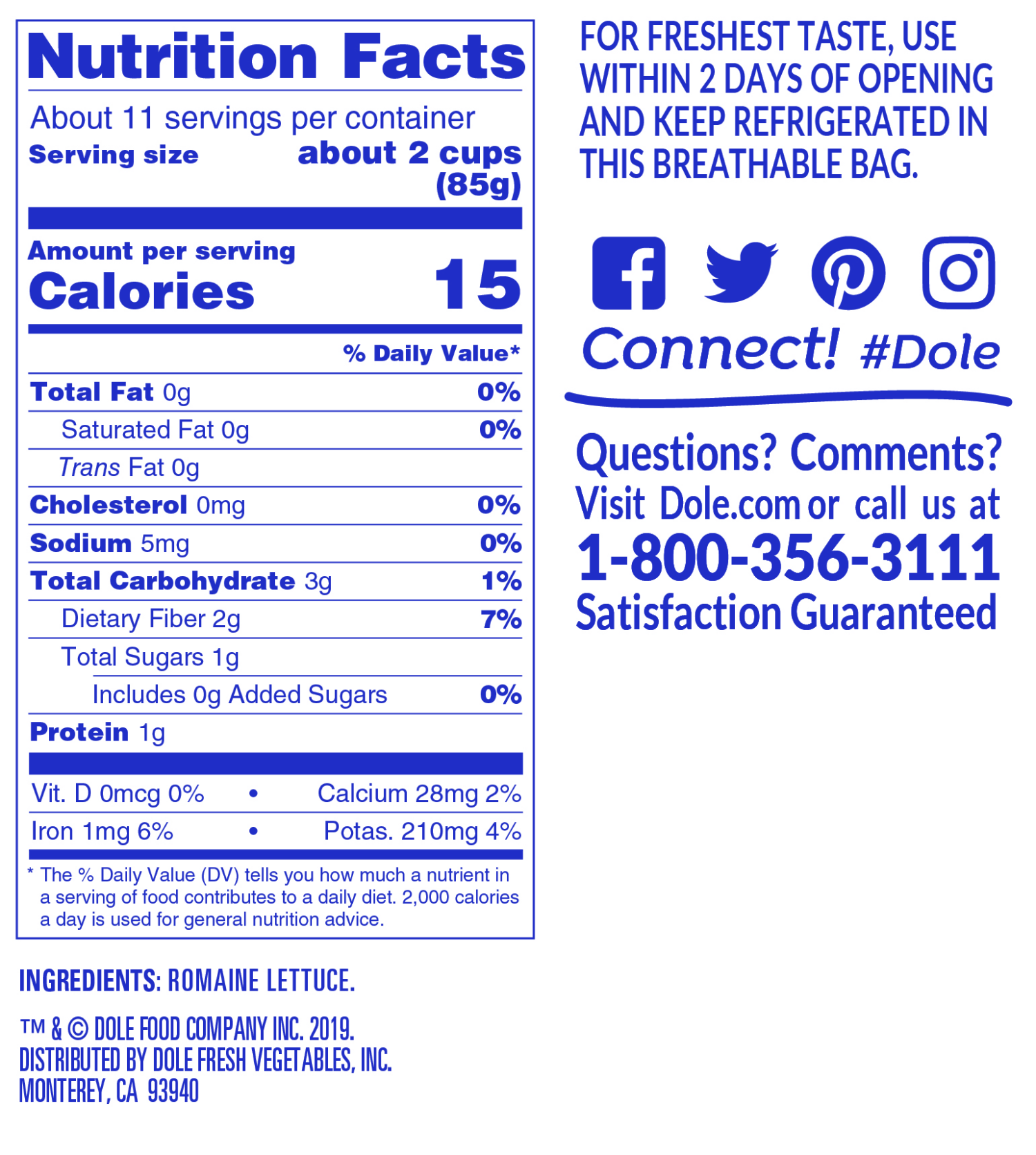 slide 4 of 4, Dole Chopped Romaine 32 oz, 32 oz