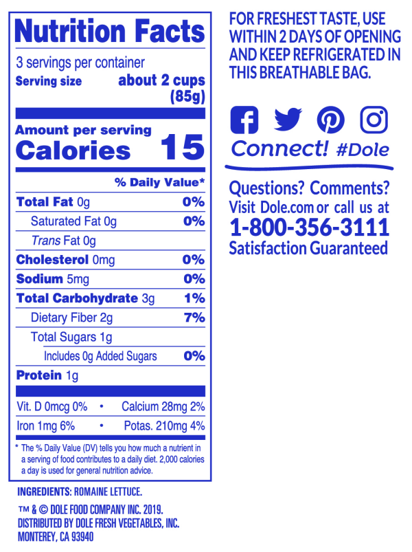 slide 8 of 13, Dole Salad, Hearts of Romaine Lettuce, 9 oz, 9 oz