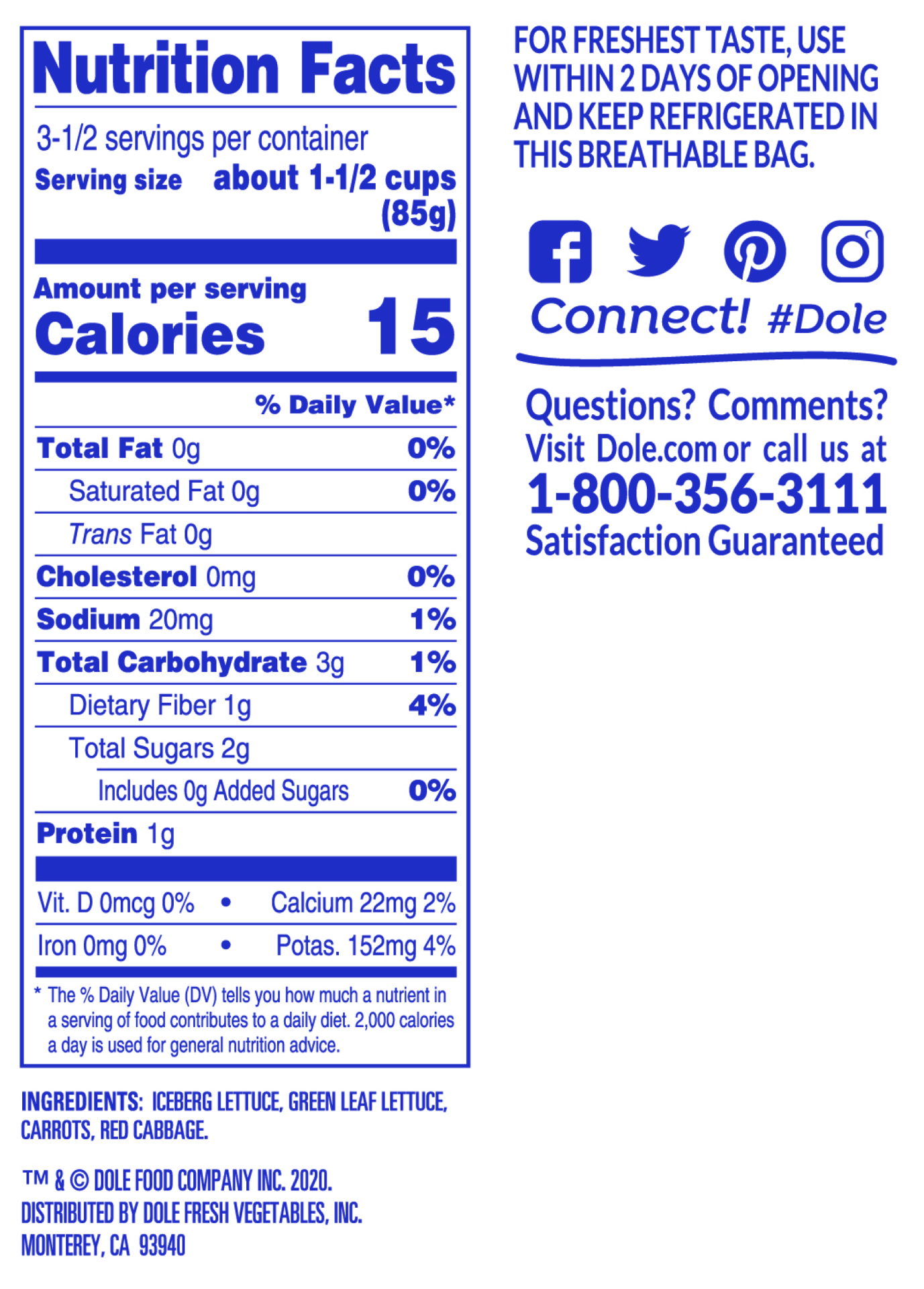 slide 4 of 4, Dole Salad Greener Selection, 11 oz, 11 oz