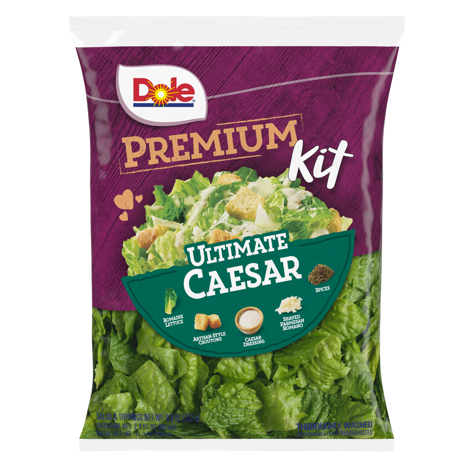 slide 2 of 4, Dole Ultimate Caesar Premium Salad Kit, 11.3oz, 1 ct