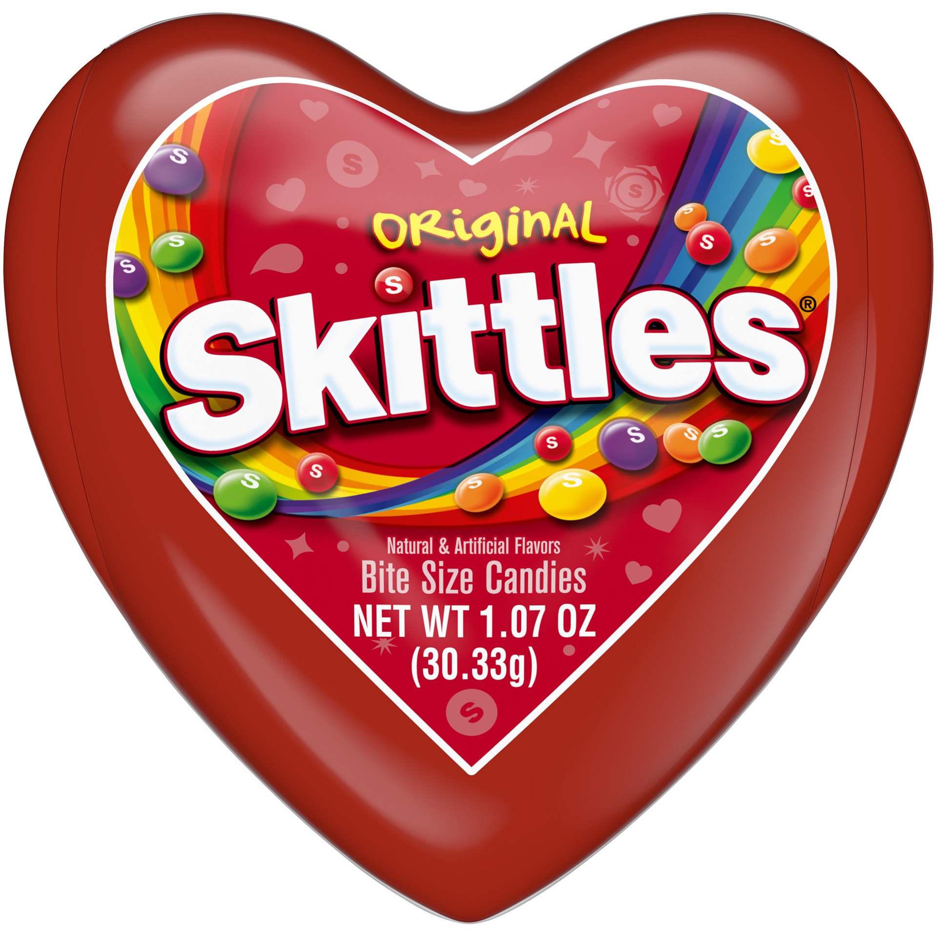 slide 1 of 8, SKITTLES Valentine's Day Original Chewy Candy Heart Gift Tin, 1.07 oz, 1.07 oz