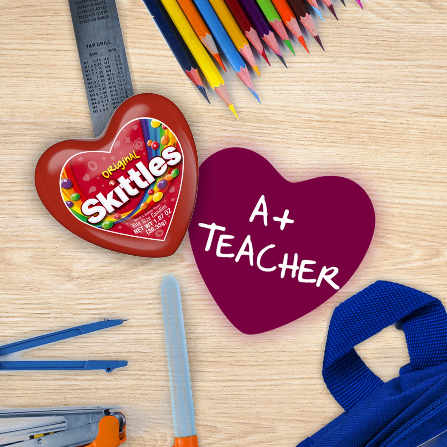 slide 2 of 8, SKITTLES Valentine's Day Original Chewy Candy Heart Gift Tin, 1.07 oz, 1.07 oz